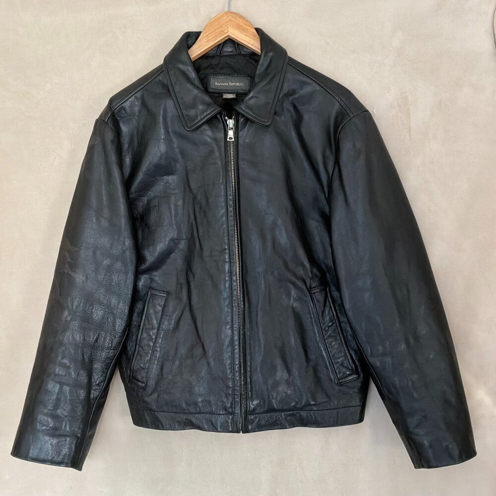 Banana Republic Leather Bomber Jacket | Womens Med